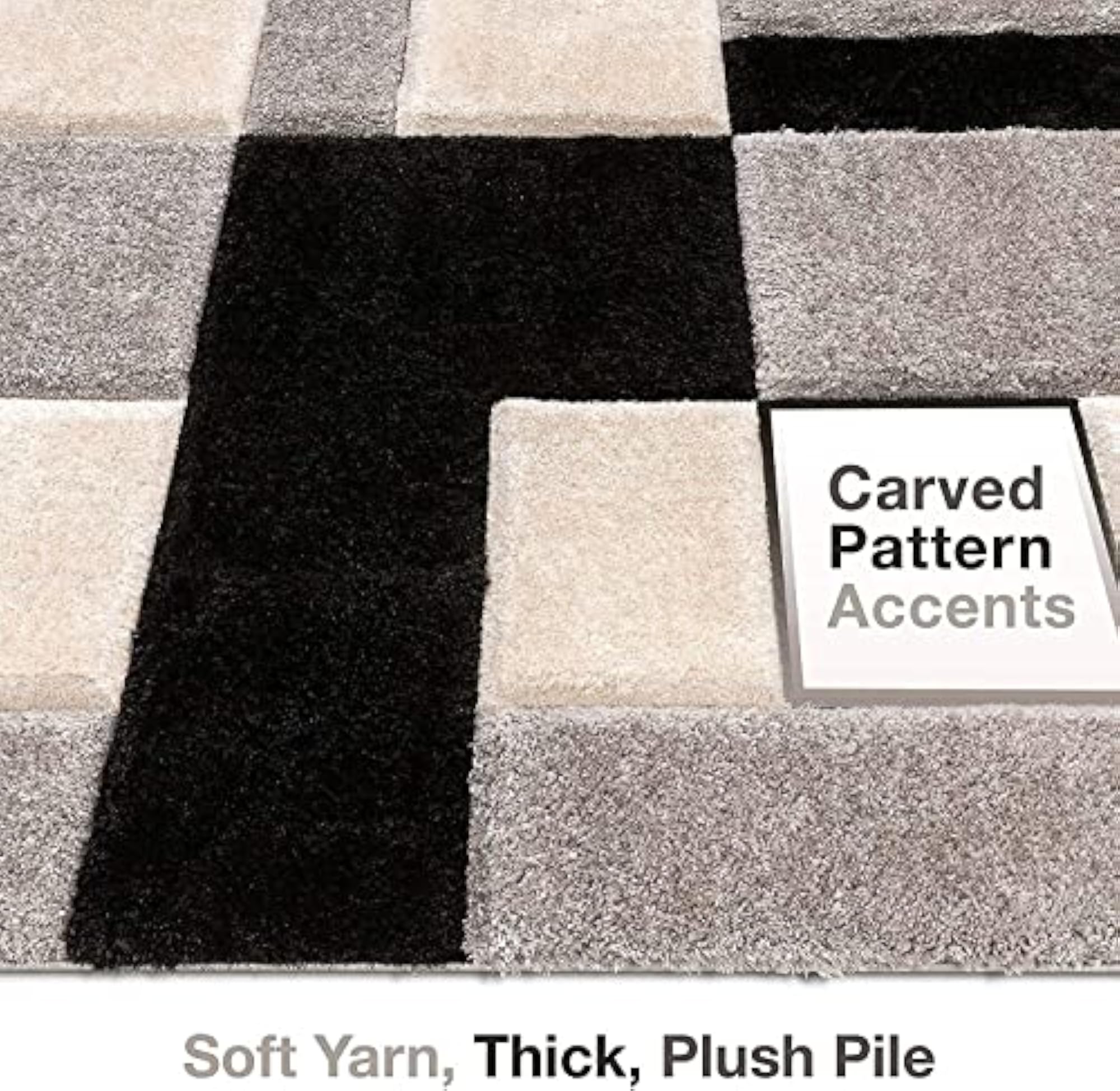 Modern Geometric 3D Textured Bedside Runner Thick and Soft Shaggy Fur Rug